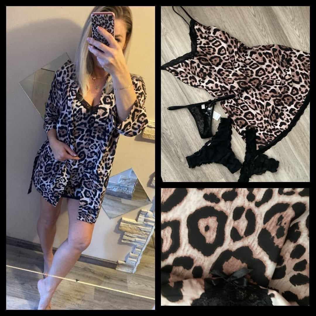 Flower ocelot mintás selyem köntös